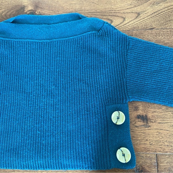 Topshop Teal Knit Sweater with Button Accents - Picture 3 of 14